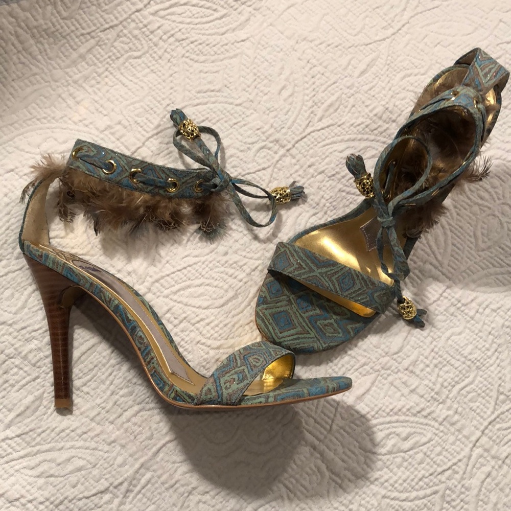 Hale Bob Heels with Feathered Accents
